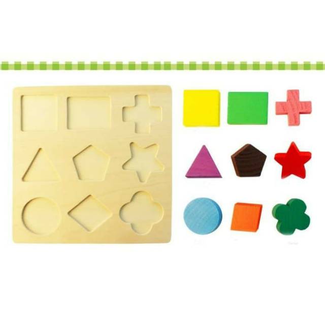 Mainan anak puzzle kayu edukasi anak mengenal bentuk