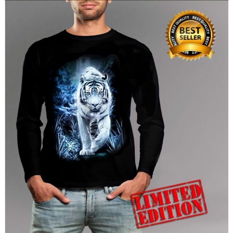 Kaos Lengan Panjang Pria / Macan Es / UK L-XL / Shalch Trendy