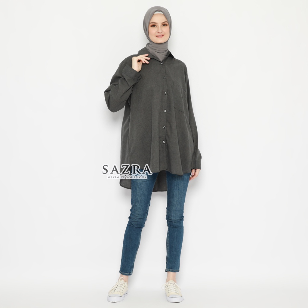 BIGSIZE | XXL 5L LD 120 140 Daisy Tunik Serut Pinggang Mango Crepe Polos Bigsize Lengan Panjang Size Jumbo Busui Friendly Original ALSAVA