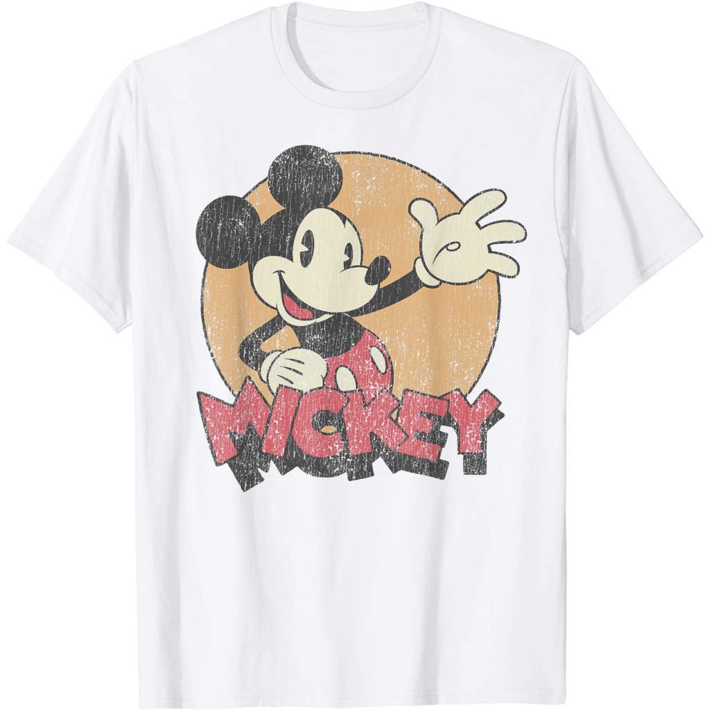 Kaos Dewasa Disney Mickey And Friends Mickey Mouse Retro Distressed T-Shirt - Kaos Pria - Kaos Wanit