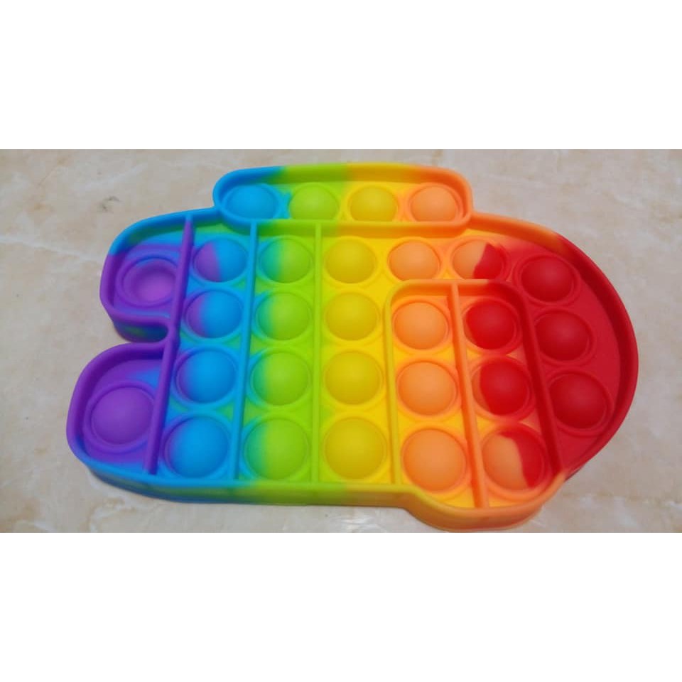 Pop it rainbow dan polos bonus kelereng-among us rainbow
