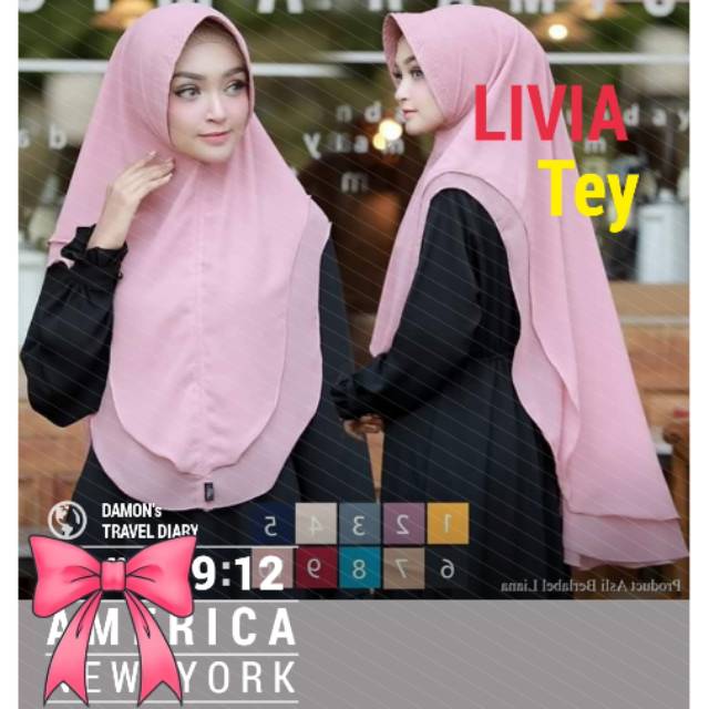 Hijab Khimar Livia 2 Layer Bahan Ceruti