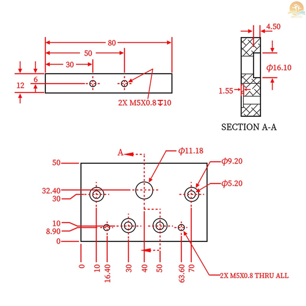 (MMOI) Twotrees 500mm 4080U Slide Linear Guide Bahan Aluminum Untuk Mesin Printer 3D DIY