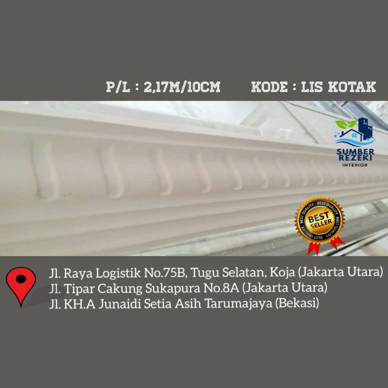 Lis/List Profil Gypsum Plafon, Motif Kotak 10cm