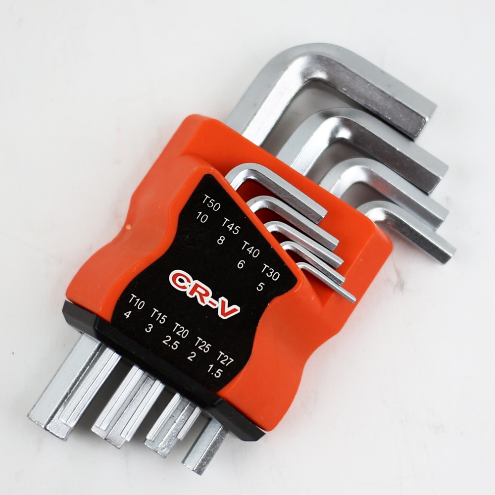 Kunci L Set 9 in 1 Hexa Pendek CRV / Kunci Heksagonal / Kunci Allen / Hex Key Wrench Set