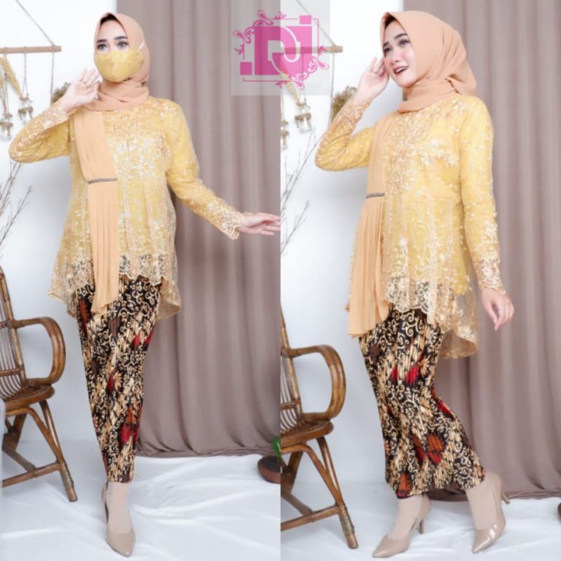 IndahKebaya | SET KEBAYA SELENDANG TILLE MODERN / AURORA CERUTTI / BLOUSE MAYANG / PESTA / WISUDA