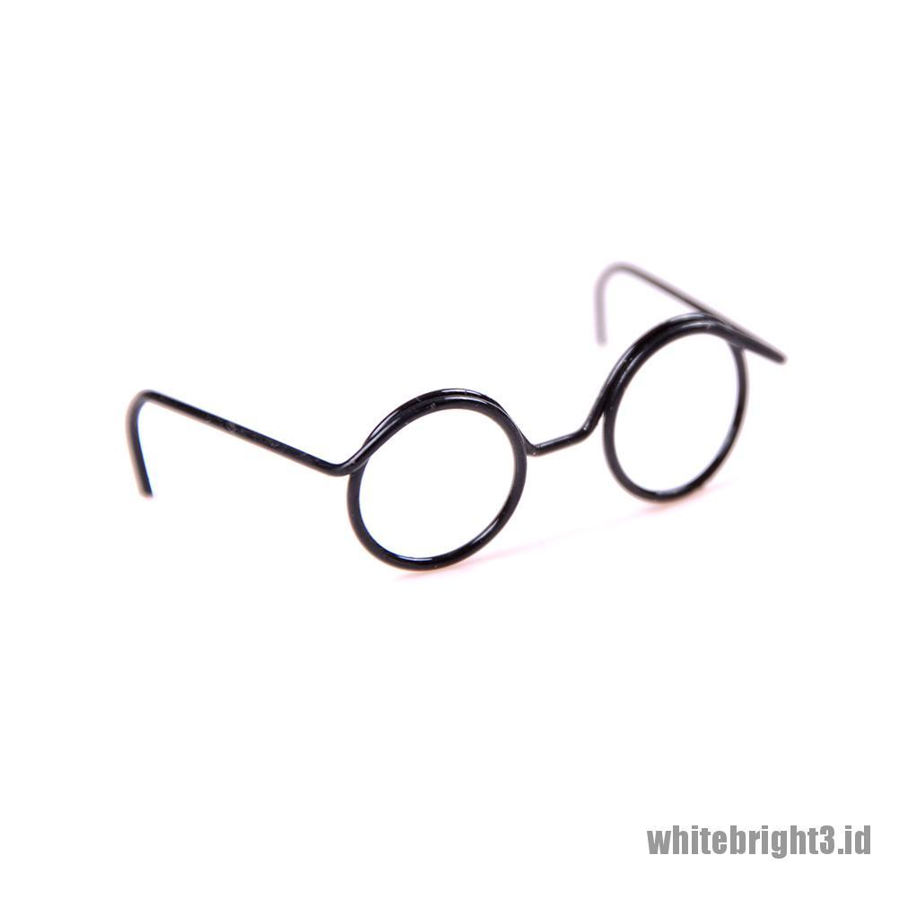 (white3) 2pcs Kacamata Frame Bulat Tanpa Lensa Gaya Retro Untuk Boneka BJD 1 / 6 30cm