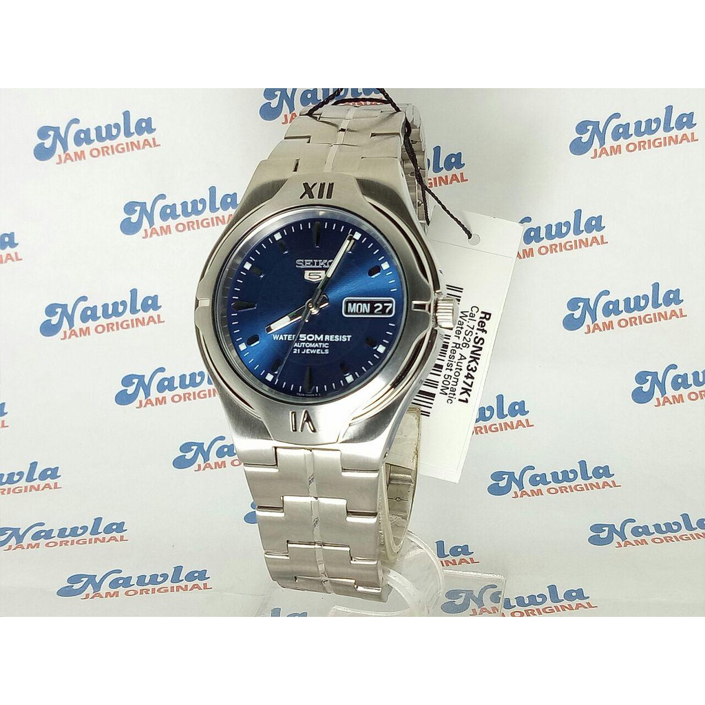 Seiko 5 Mens SNK347K1 Automatic Blue Dial | Jam Pria SNK347