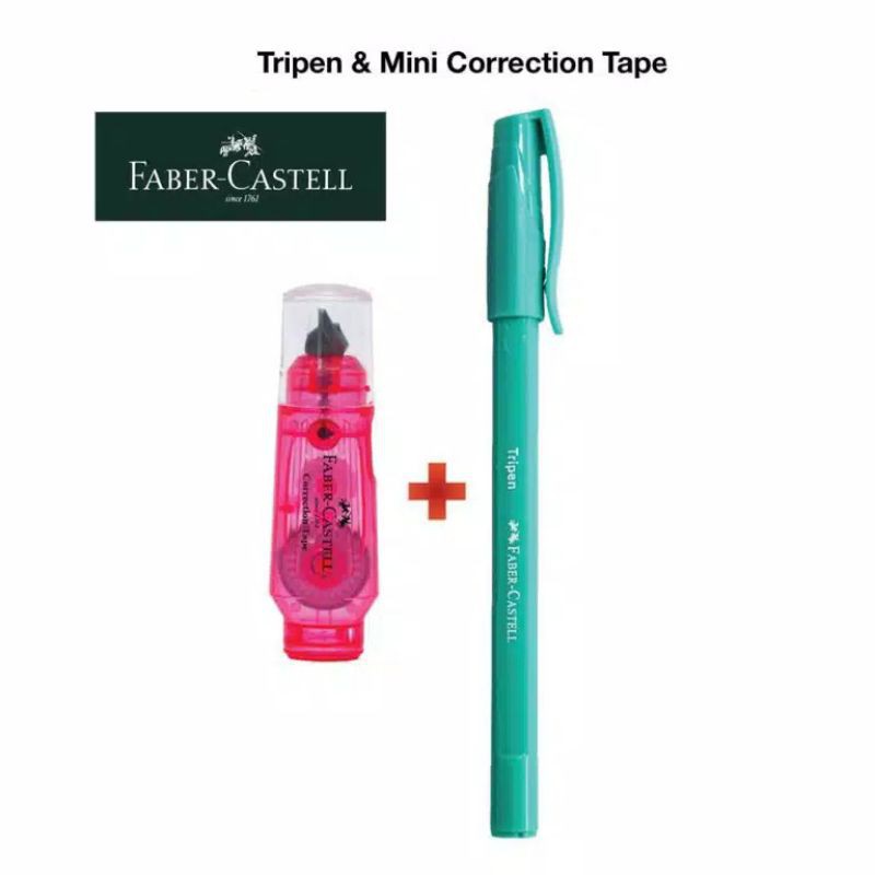 

Paket Ballpen Tripen & Mini Correction Tape Faber Castell
