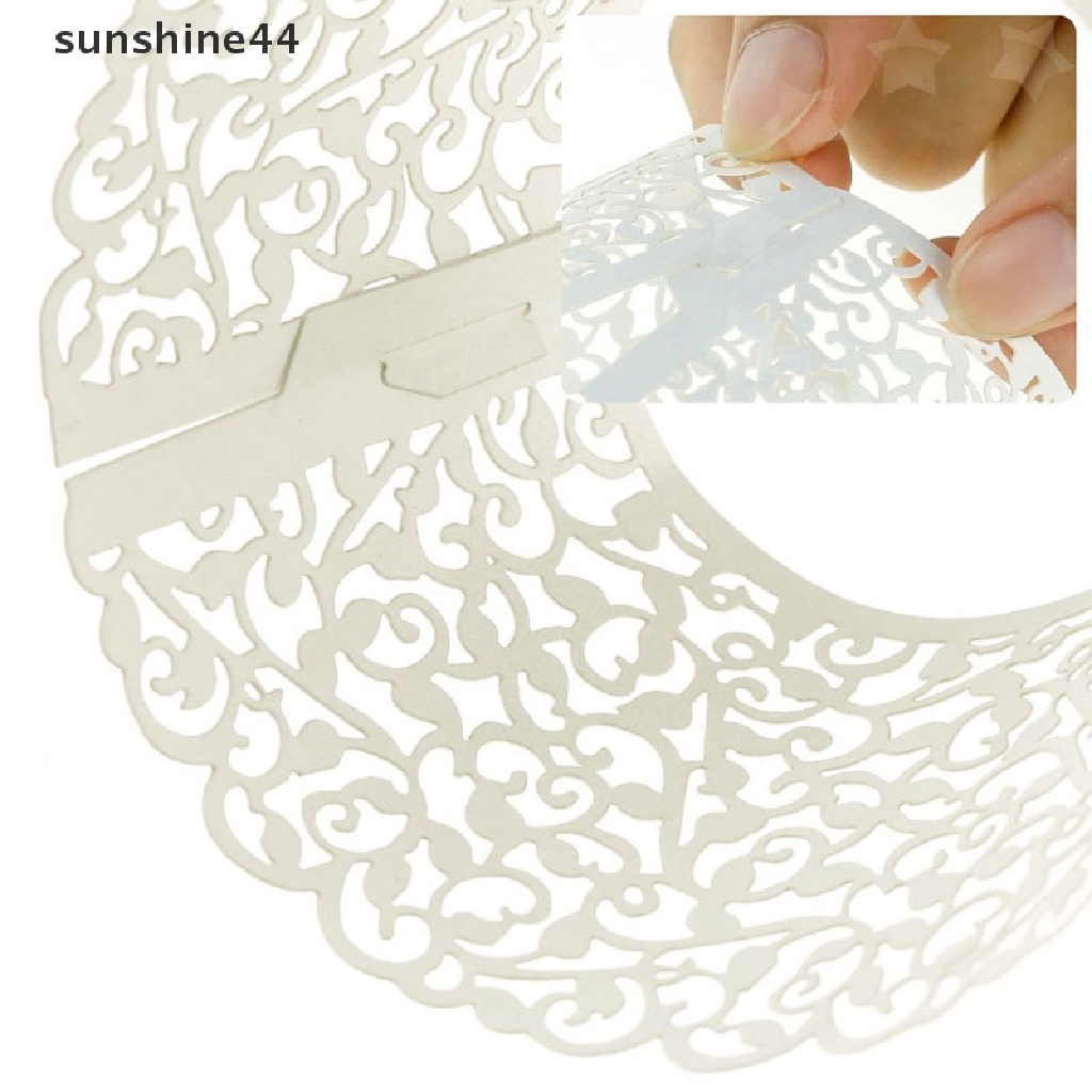 Sunshine 50pcs Kertas Pembungkus Cupcake Motif Renda Laser Cut