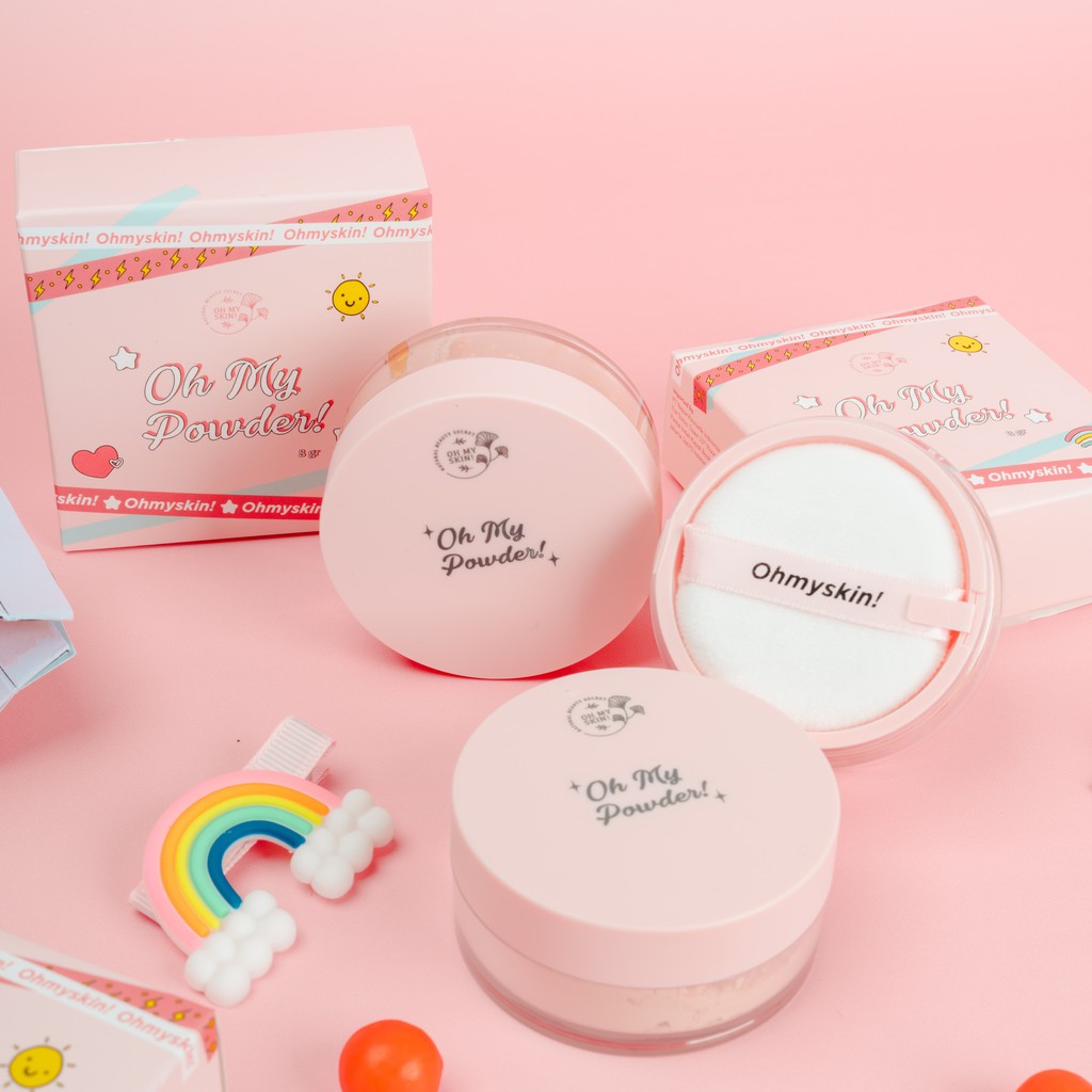 [Free Masker] Oh My POWDER Ohmyskin Bedak Tabur Wajah. All Varian : Light, Natural. BPOM.