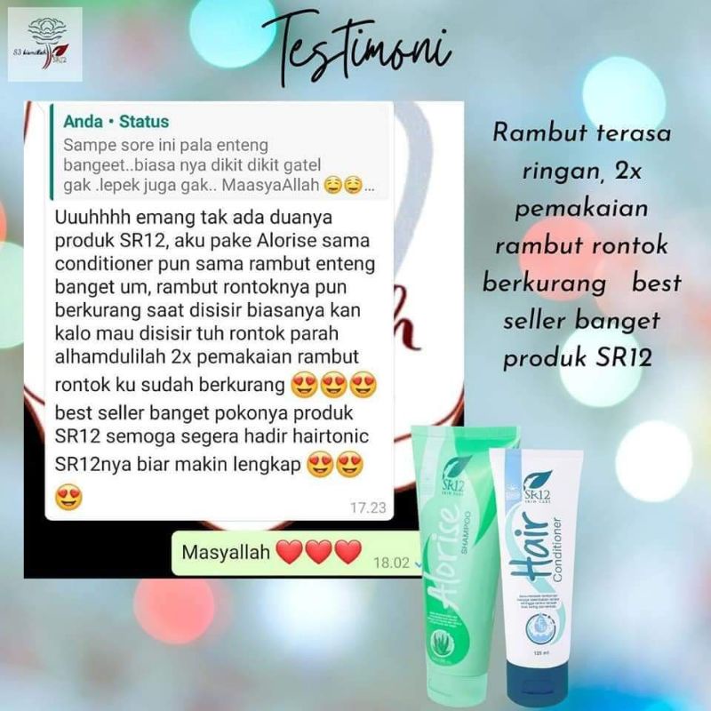 Hair Conditioner SR12 | Kondisioner Rambut dan Kulit Kepala | Perawatan Rambut | Shampoo &amp; Conditioner | Pengharum Rambut | Nutrisi Rambut | Pelembab Rambut | Penyegar Kulit Kepala | SR12 Herbal Skincare