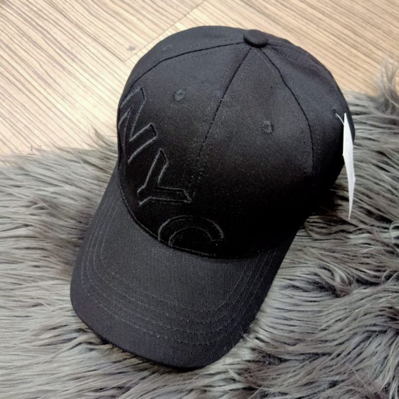 Topi Baseball NYC Full Black Topi Import Quality