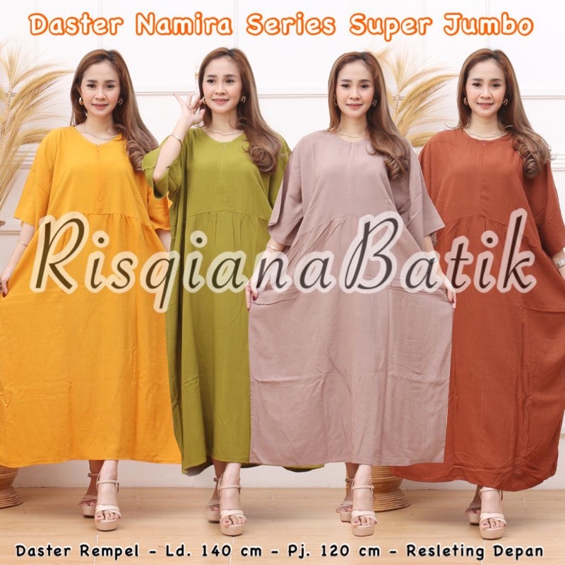 Daster Namira series Dress Super Jumbo Rempel LD 140 Polos Big Size Dres Kekinian Resleting Depan untuk Ibu hamil dan Menyusui