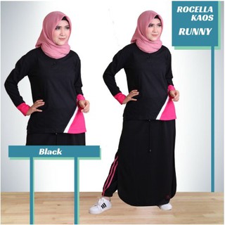 Setelan Olahraga Wanita Muslim, Seragam Olahraga Baju Runny + Rok