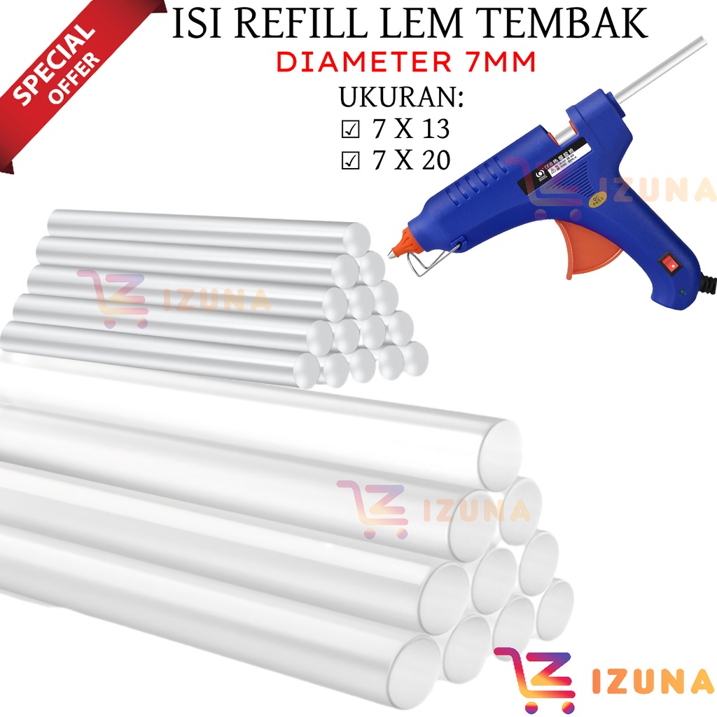 [IZUNA] isi Lem Tembak Ukuran Kecil 7Mm X 13Cm Dan 7Mm X 20Cm / Lem Tembak / Isi Lem Tembak / Refill Lem Tembak