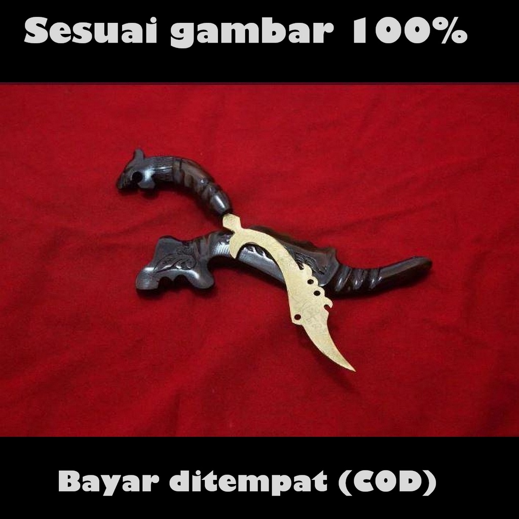 Kujang Kuningan Ukir Macan Ukuran kecil Kayu rasamala Elegan