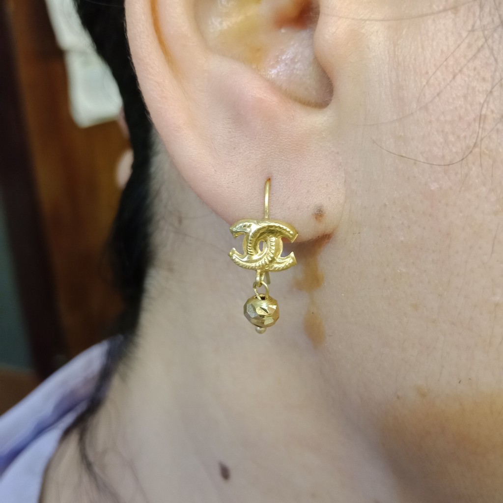 anting anak dan dewasa emas asli kadar 700 70% 16k 22 gold tanpa permata gantung panjang merica lonceng