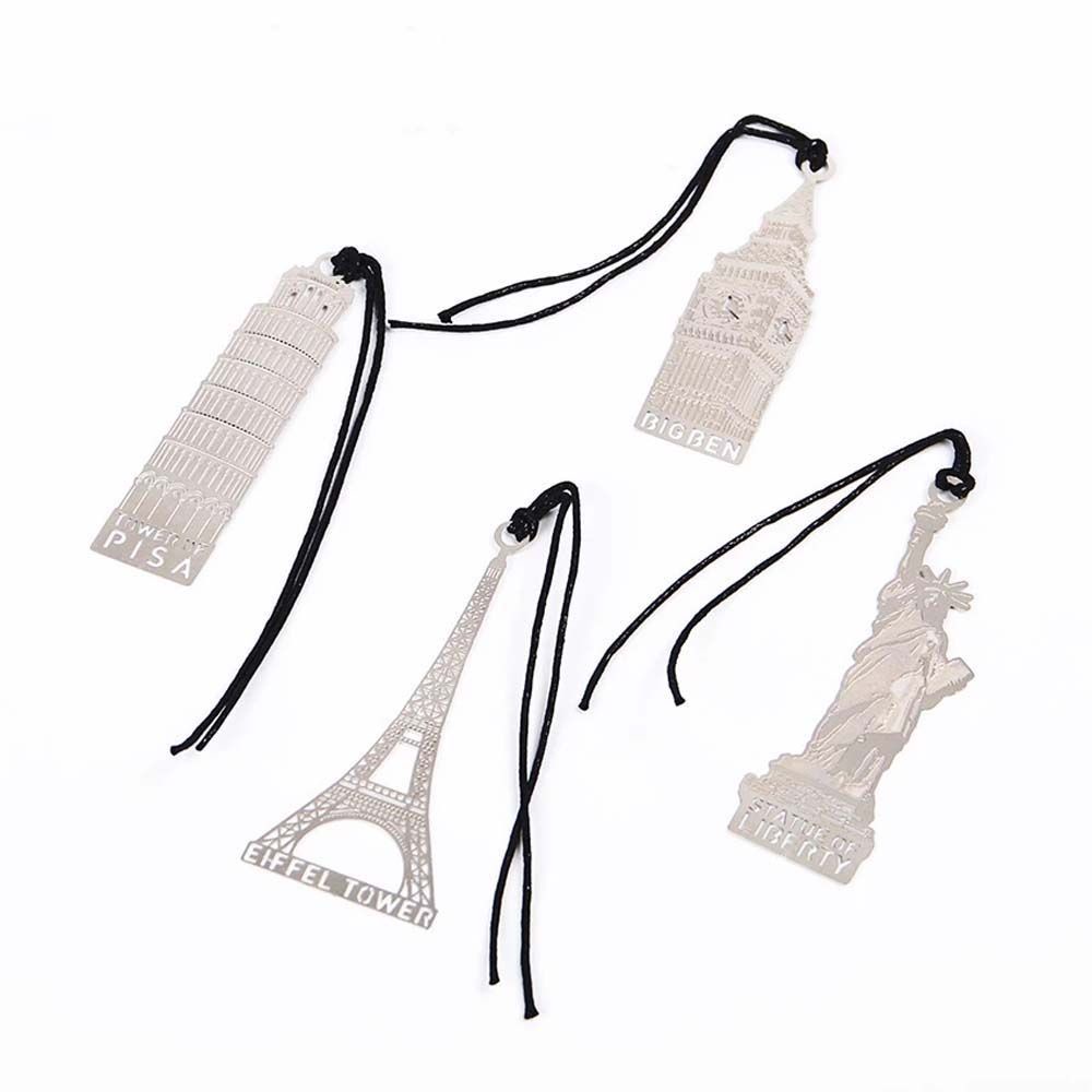 ELEGANT Teacher Gift Mark Page School Supply Eiffel Tower Big Ben Bookmark Office Paper Clips Learn Supplies Building Book Mark Metal Modeling European Bookmark