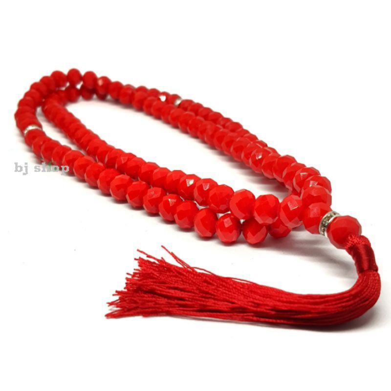 TASBIH ASLI BATU RED CORAL MARJAN CRYSTAL 10MM 99 MUSLIM