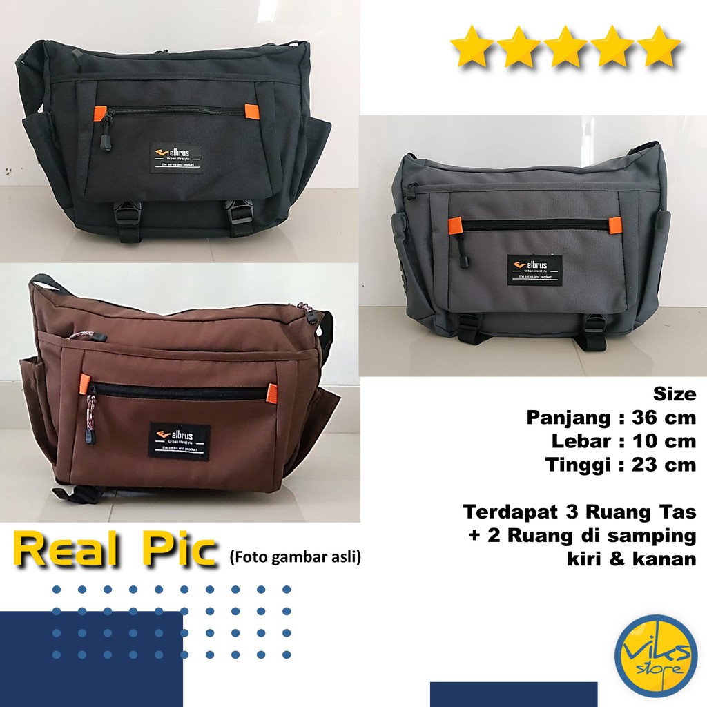 Tas Selempang Pria Cowok Elbrus Original Slingbag Distro Terbaru Tas Kerja Kuliah Sekolah Simple Ukuran Size Besar Medium Tas Dokumen Tas Bahu Model Simpel Minimalis