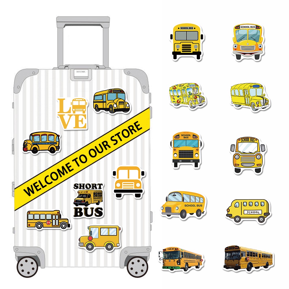 [In stock] 50pcs school bus cartoon stickers personality fun hand account stickers box computer waterproof stickers