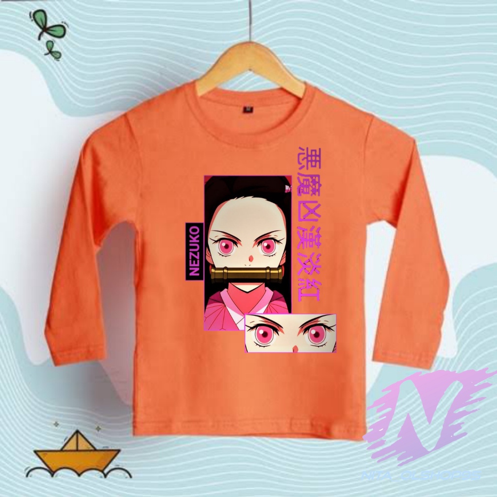 kaos nezuko demon slayer kaos anak lengan panjang nezuko chibi anime