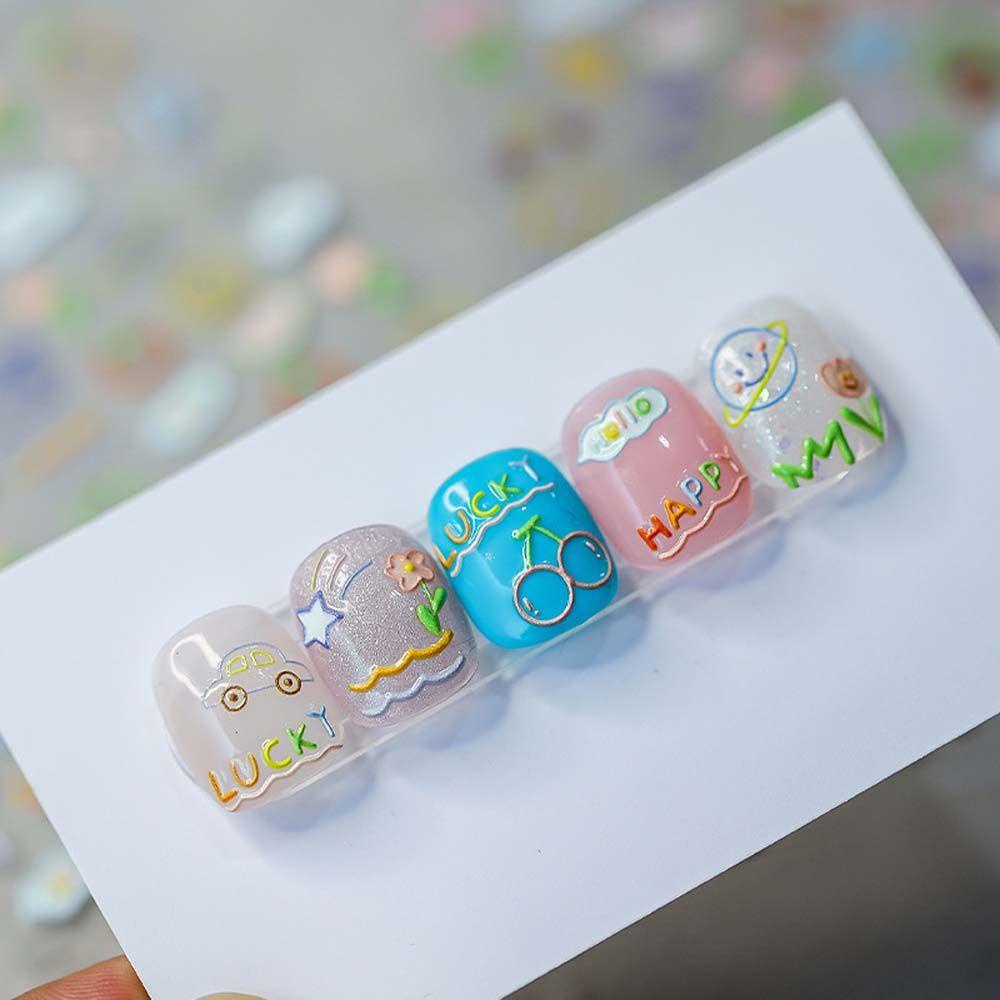 MXBEAUTY Stiker Kuku Kartun Avocado Butterfly Tom Jerry Self Adhesive Nail Art Dekorasi