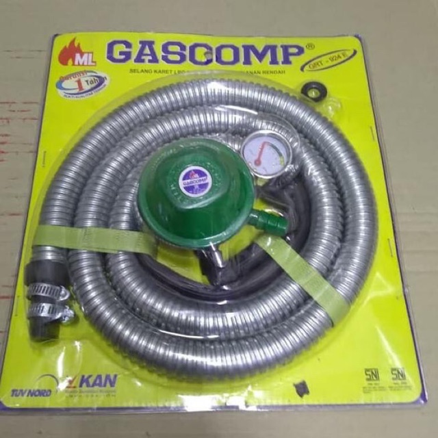 Selang paket regulator gascom plus meteran gas LPG 3kg 12 kg aman untuk rumah tangga gas com ELPIJI