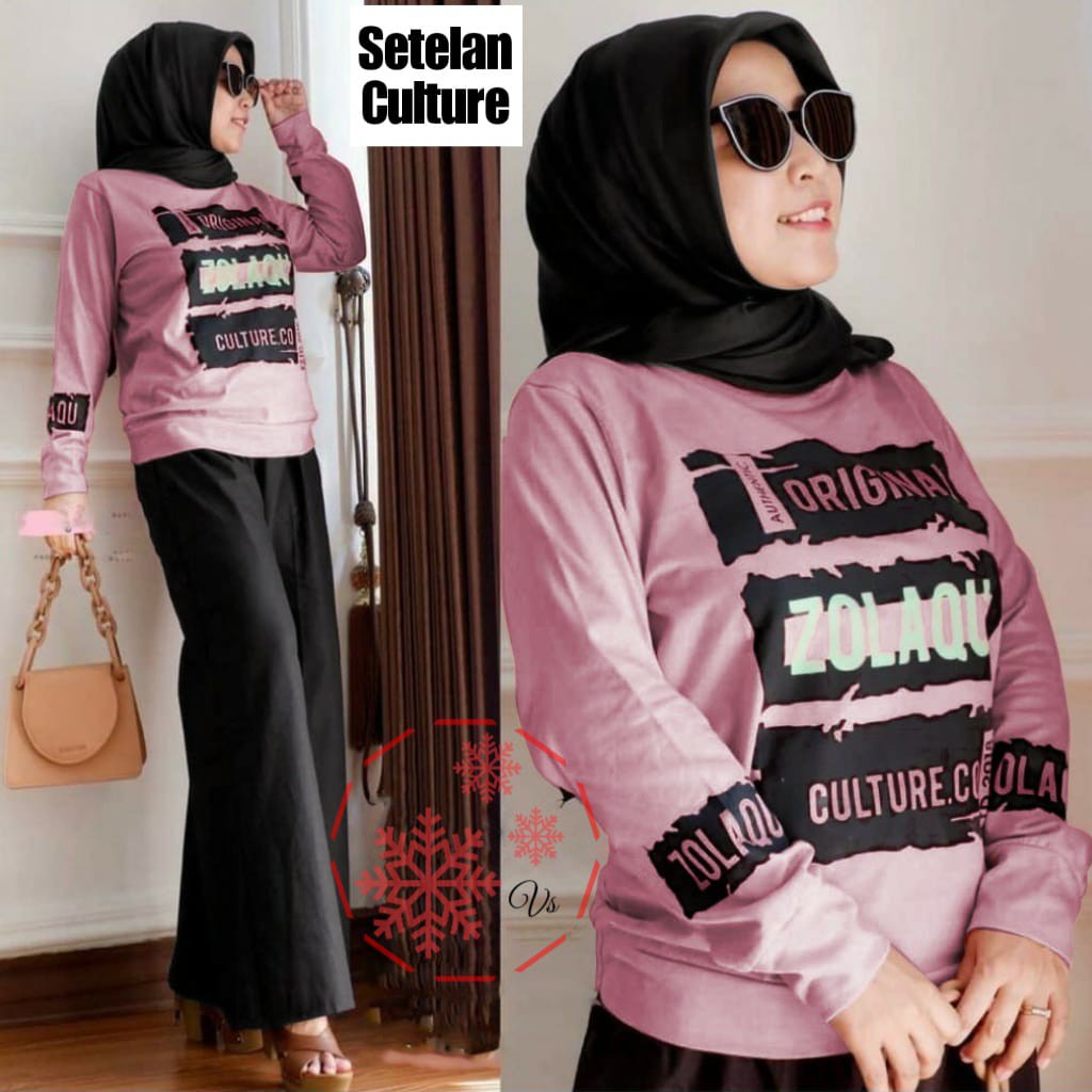 INDOBEST STELAN CULTURE JUMBO LENGAN PANJANG FASHION WANITA / SET SWEATER OLAHRAGA