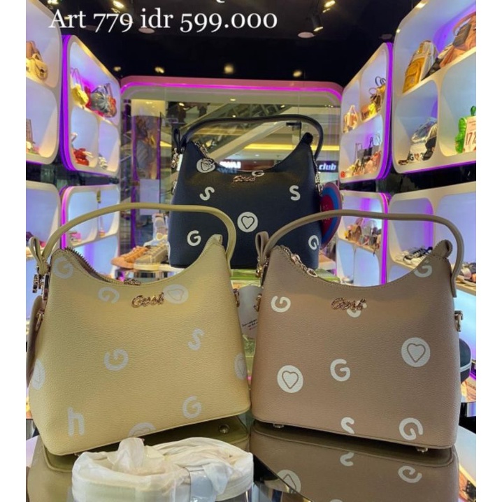 [Bisa COD] Ready Tas Gosh Original New Art 779 Black Beige Yellow