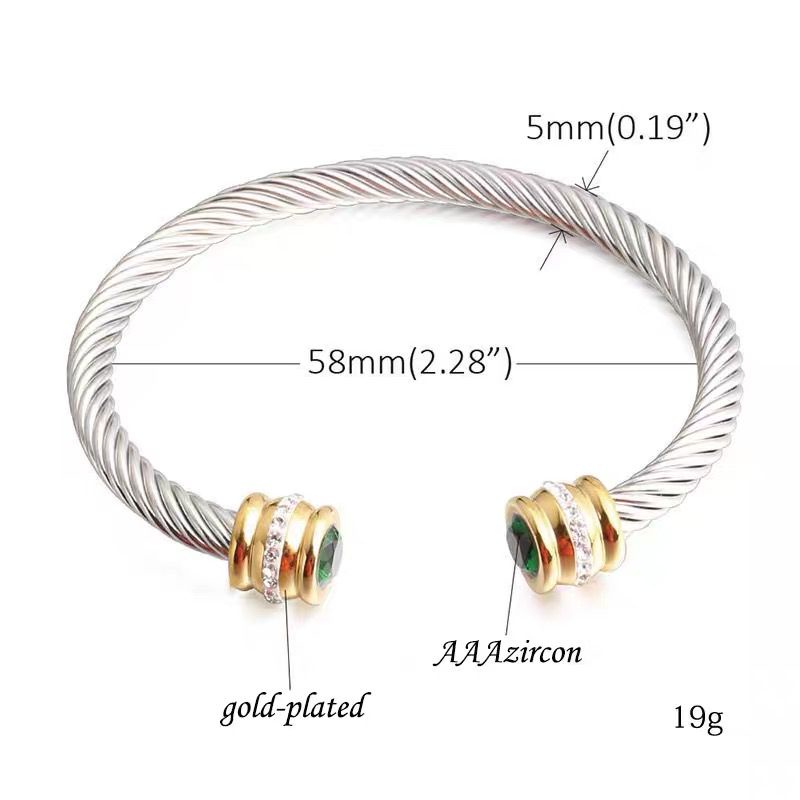 Gelang Titanium steel 18K Gold Cubic Zirconia Birthstone Hypoallergenic Untuk Pria Dan Wanita