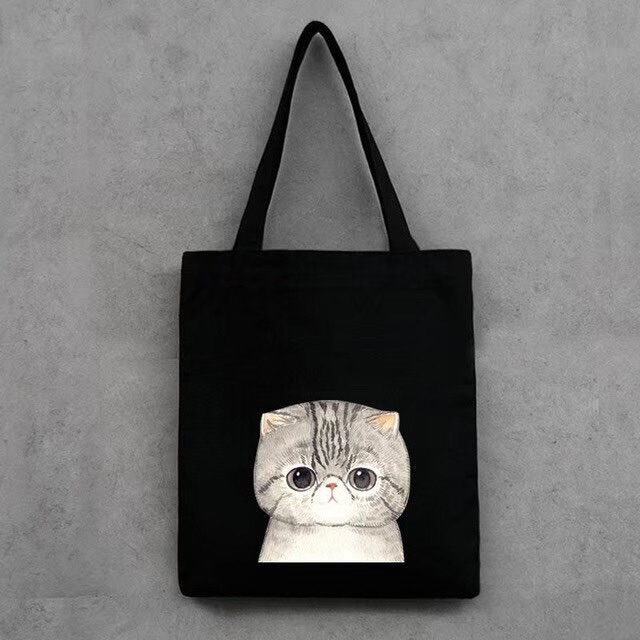 RAMADHAN SALE - TOTE KUCING TOTEBAG TERBARU RESLETING TOTEBAG KPOP / TOTE BAG KPOP / KOREA / GOT7 / SEVENTEEN/ IKON/ ANIMAL / ICE CREAM TOTE UKURAN BESAR RESLETING KANVAS WARNA HITAM MARUN NAVY KREM