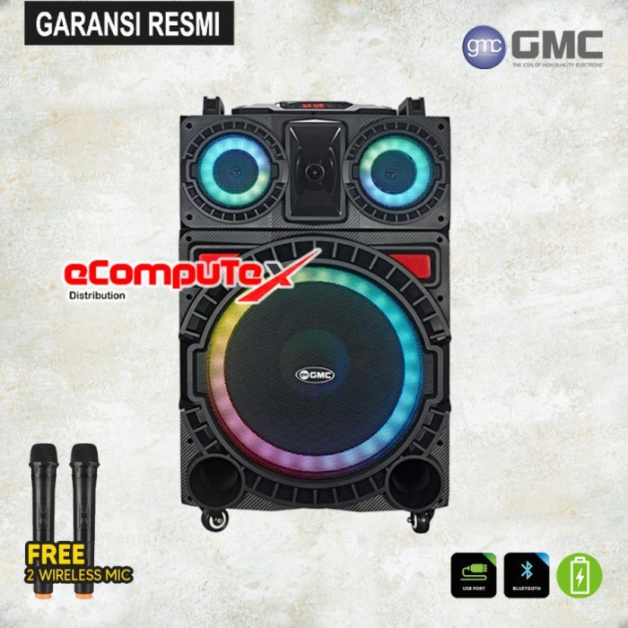 SPEAKER KARAOKE KOPER GMC 899K 899 K BLUETOOTH 15 INCH FREE MIC GARANSI RESMI