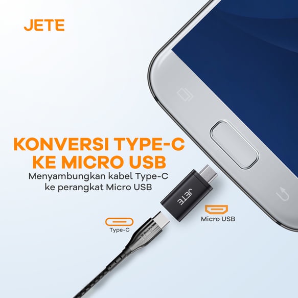 Converter USB Type C To Micro / Sambungan Charger Tipe c ke micro JETE ORIGINAL