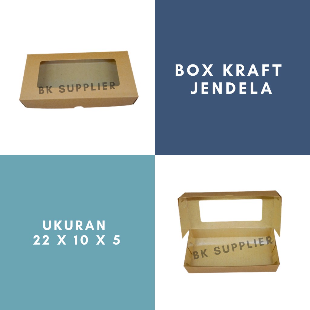Box Brownies Kraft 22 x 10 Jendela 1pcs / Kotak Brownies / Kotak Kue Brownies