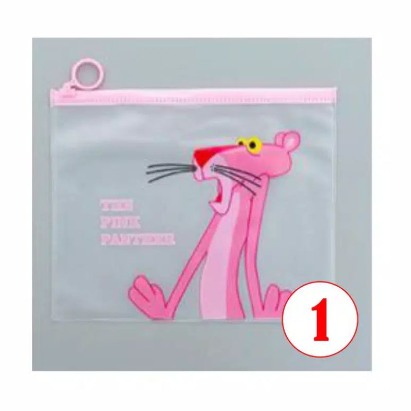 Pouch Kosmetik Motif Pink Panther Unicorn Transparan ALU Import Murah