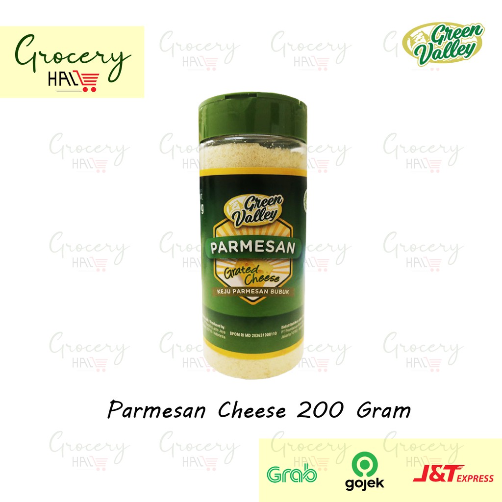 

GREEN VALLEY PARMESAN GRATED PARMESAN CHEESE 200 GRAM ( KEJU PARMESAN BUBUK )