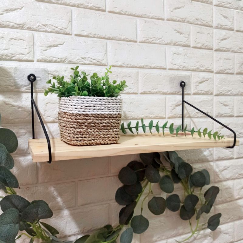 rak dinding kayu besi industrial