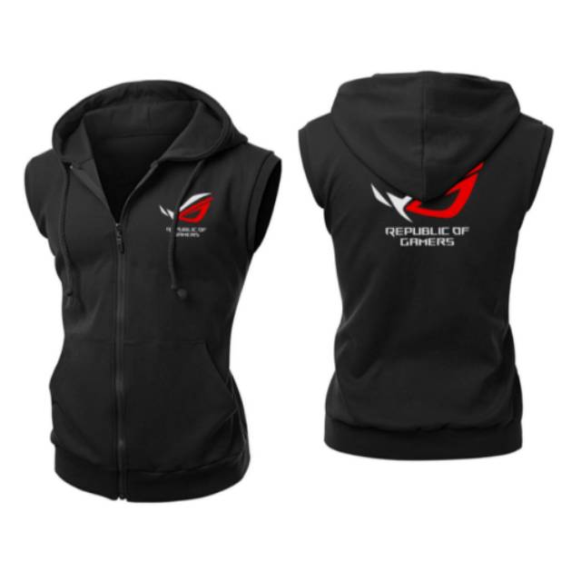 Jaket Rompi Vest Game Republic Of Gamers ROG Hitam Abu