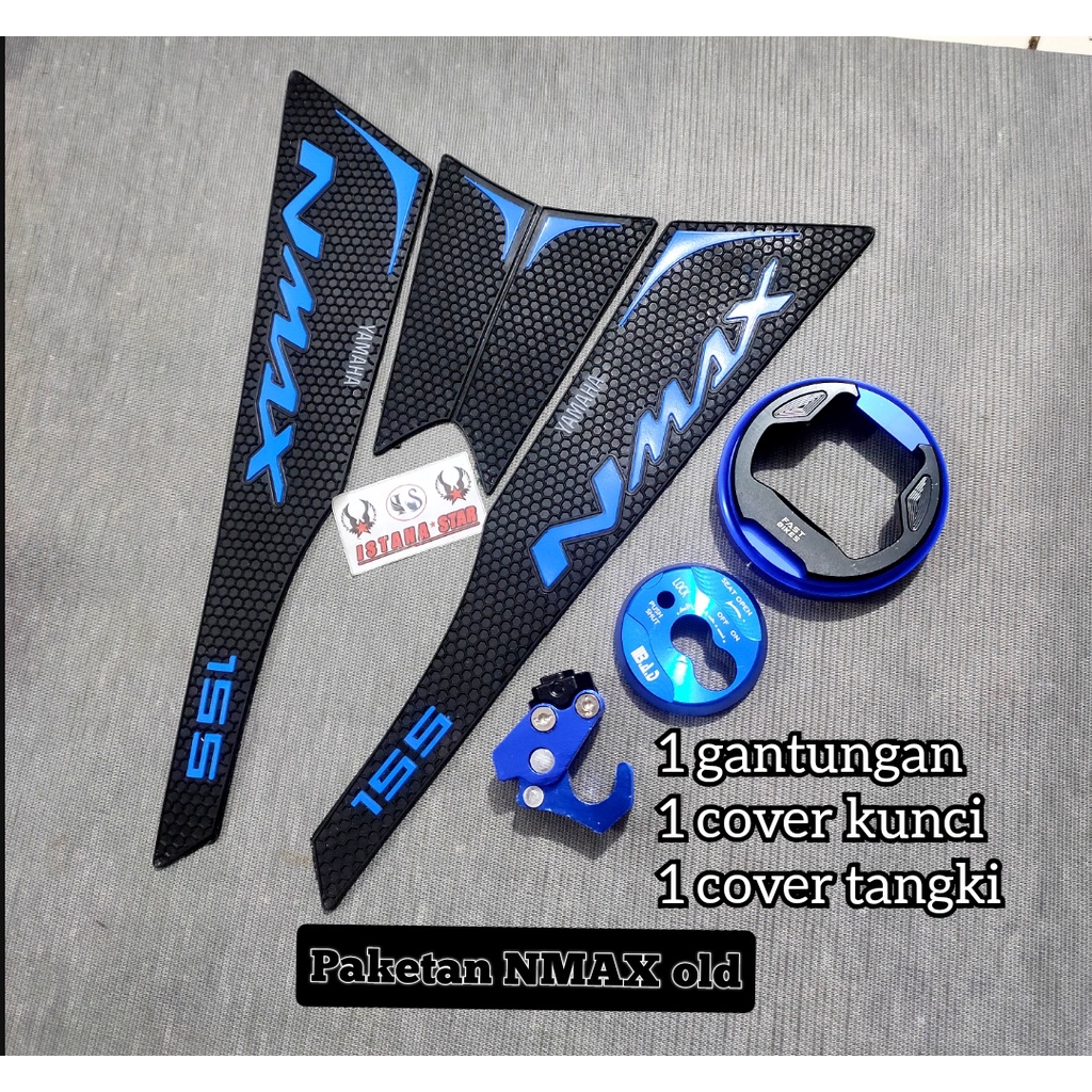 DECKPAD YAMAHA NMAX OLD 2019 2018 2017 2016 2015 YAMAHA NMAX LAMA PLUS COVER KUNCI PLUS COVER TANGKI PLUS GANTUNGAN LIPAT CNC/BIRU