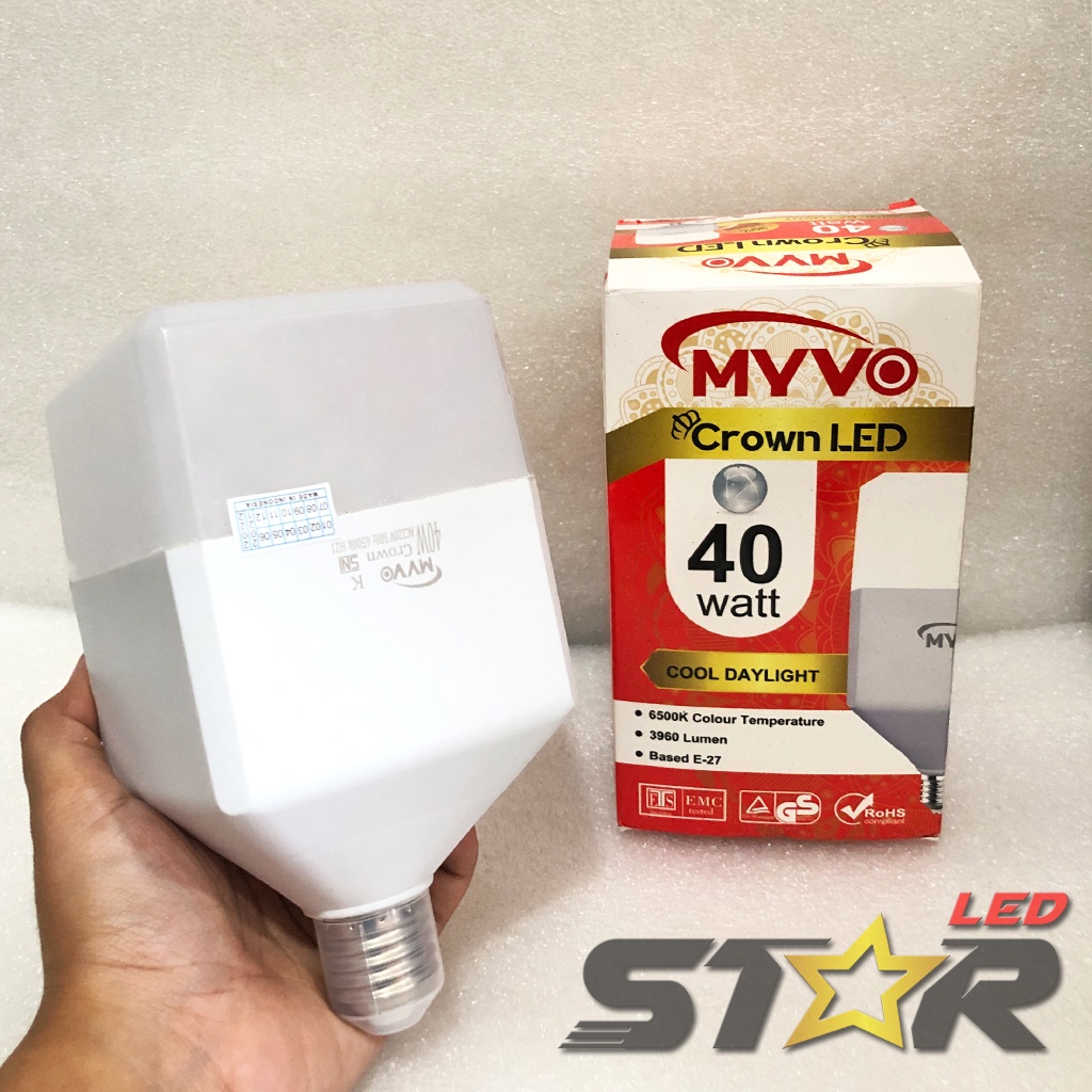 MYVO Crown LED 30 WATT 40 WATT Lampu Bohlam Kotak Murah Hemat Energi Irit Listrik Super Terang 30 40 WATT StarLED