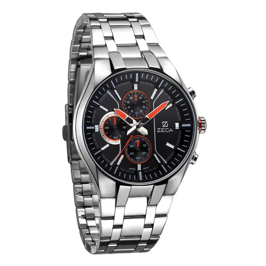 Zeca Jam Tangan Pria Stainles Analog Original - 234M Silver Black