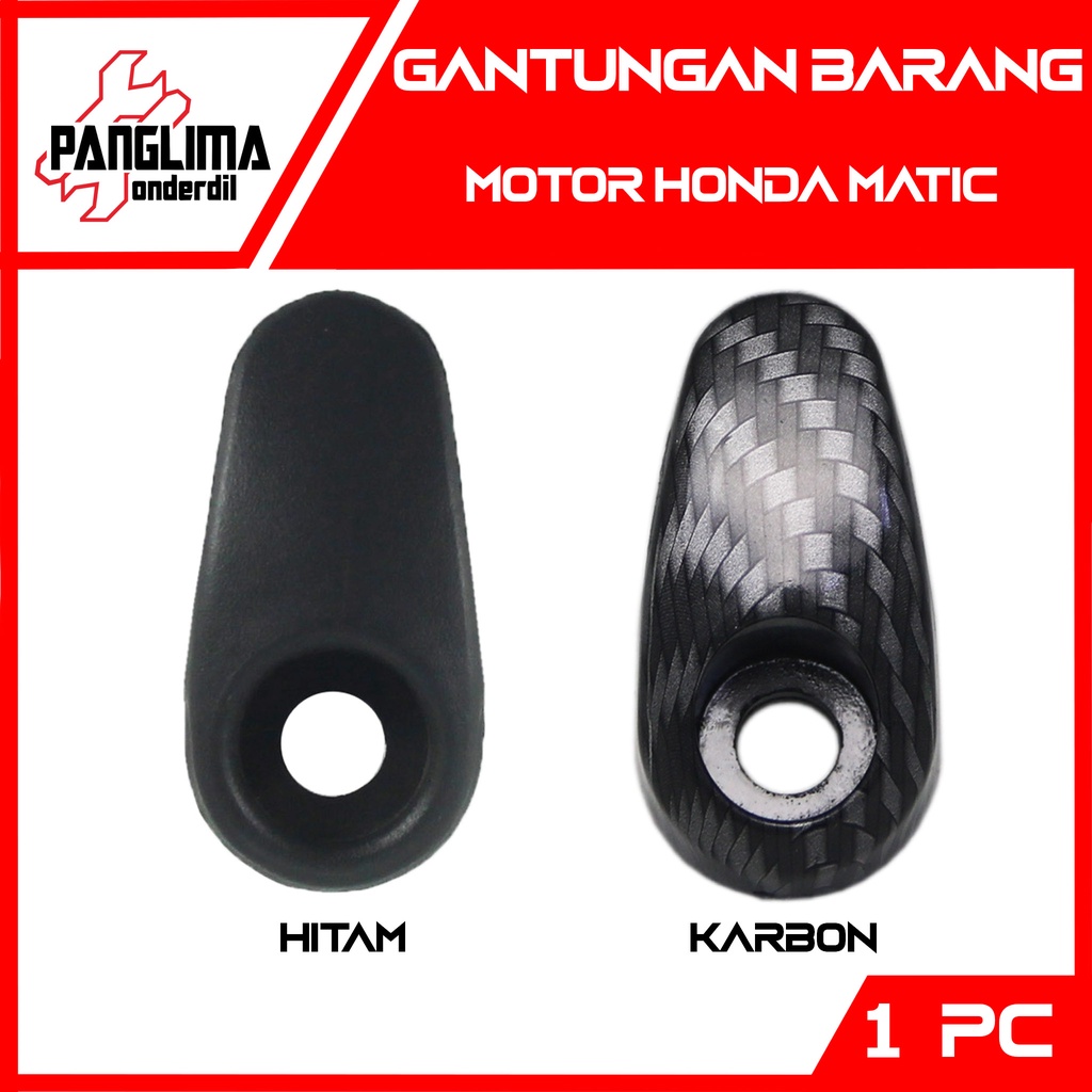 Gantungan Barang Untuk Motor Honda Matic Beat FI-F1-Sporty-eSP-Pop-Street &amp; Vario 110-125-150 LED New &amp; Scoopy Karbu &amp; Spacy Cantolan-Kaitan Hitam-Carbon