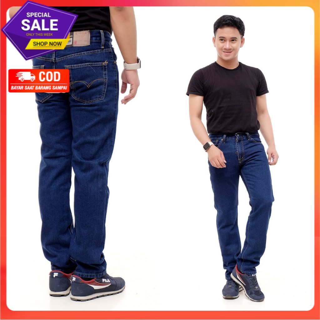Celana emba jeans reguler pria grade original size 28 - 38 REAL PICTURE (BISA COD)