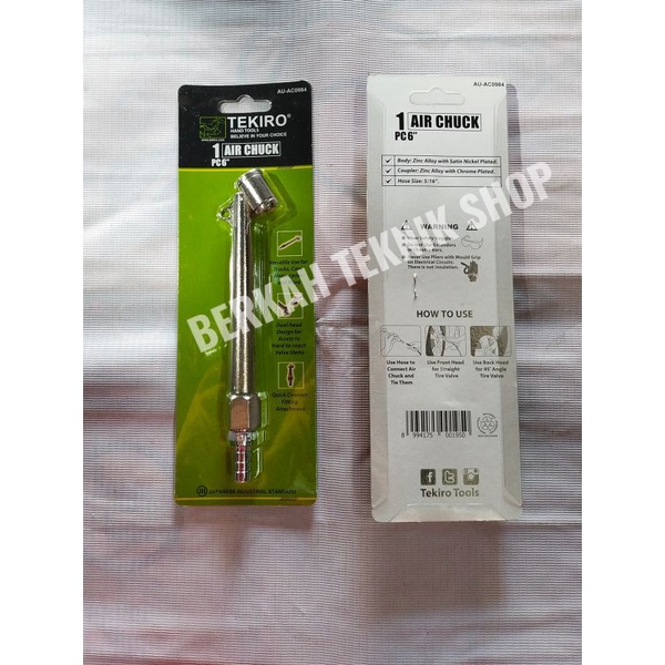 TIRE AIR CHUCK TEKIRO model NEPLE alat isi angin ban selang kompresor kepala pompa inflator