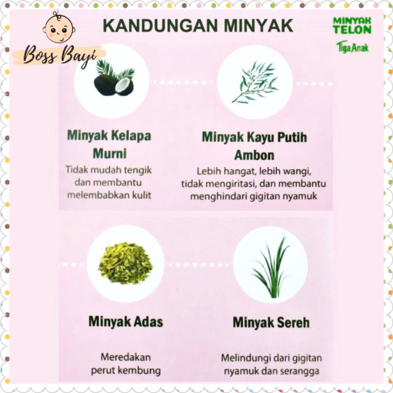 Minyak Telon TIGA ANAK Original dan Plus 60ml / 90ml