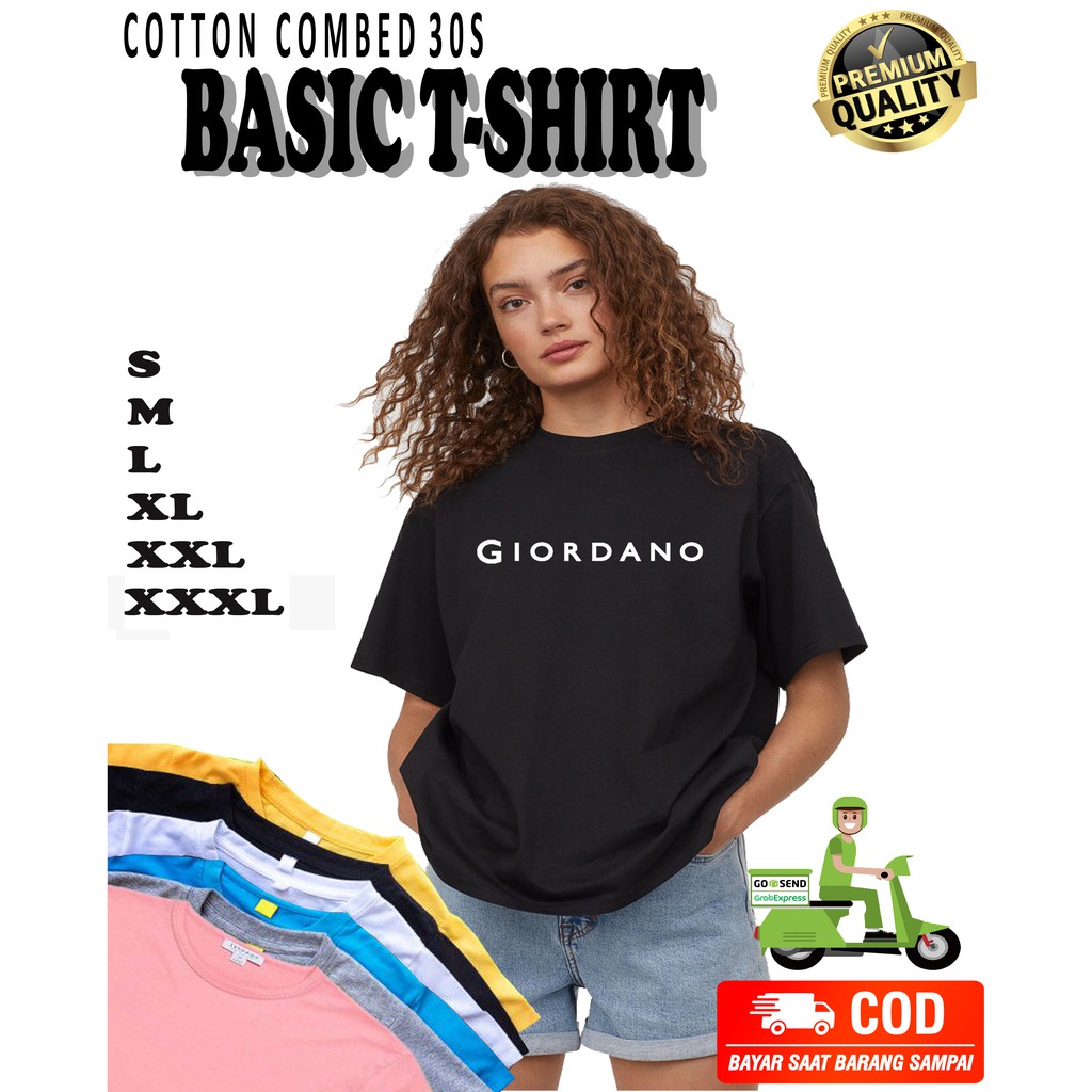 Baju Branded Giordano Original Combed 30s - Kaos Pakaian Atasan Pria Dan Wanita Unisex