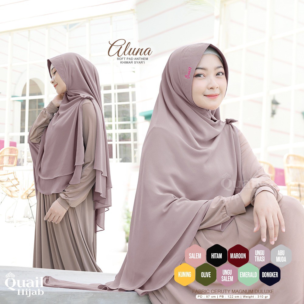 ALUNA khimar jumbo Quail Hijab Ori bahan ceruty magnum