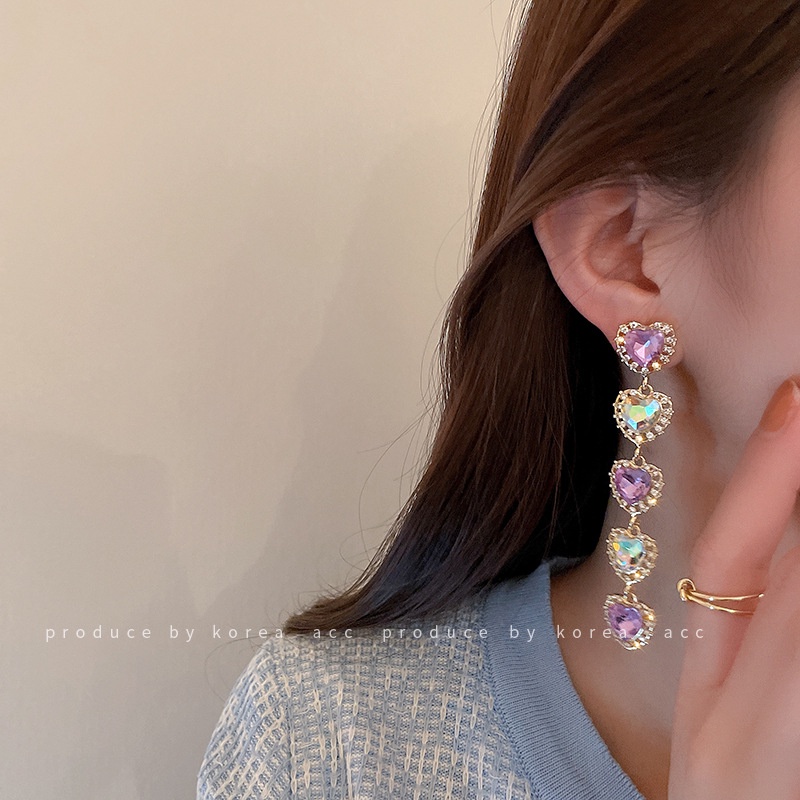 Anting Tusuk Desain Bunga / Hati Hias Mutiara + Berlian Gaya Korea Untuk Wanita